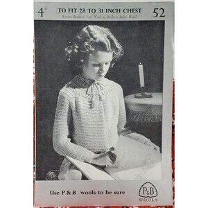 1940s Knitting Pattern Girl Sweater beehive Pattern Size 28 to 31" P&P